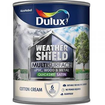 Dulux Weathershield Quick Dry Multi Surface Paint Satin Cotton Cream 750ml