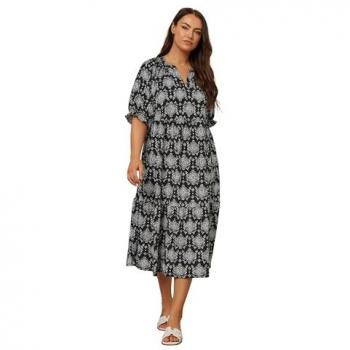 Classic Black Tiered Midi Dress for Women – Size 22/24