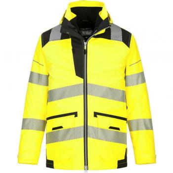 Chaqueta 5 en 1 Hi Vis de Seguridad Portwest PW3 Amarillo/Negro XL con 10 Bolsillos