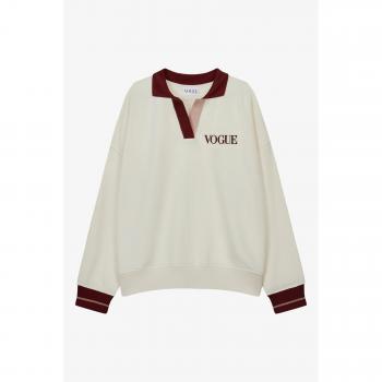VOGUE Cream Bordeaux Polo Sweatshirt
