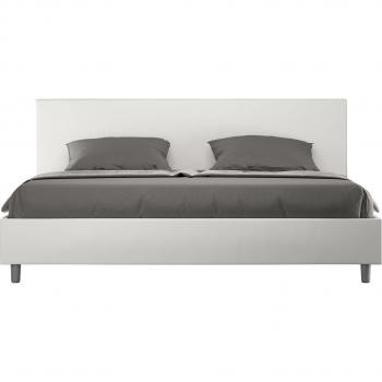 Cama elegante Adele 200x210 con base tapizada blanca
