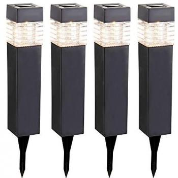 Solar-Gartenstehlampe 4er Set, IP44, grau satiniert, 4x LED warmweiß