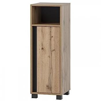 Midischrank Dex, Eiche Landhaus Nachbildung, schwarz matt