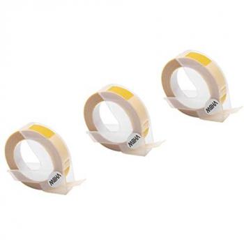 White/Yellow 3‑D Embossed Tape for Dymo Omega – 3 mm × 9 mm