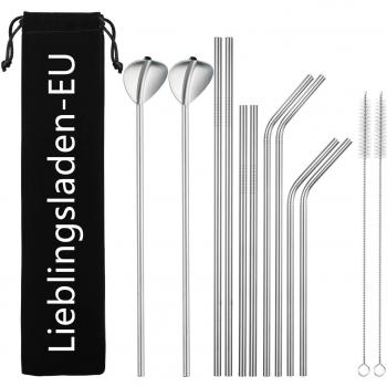 Edelstahl‑Cocktailrührlöffel & Strohhalme – 10 Stück, inkl. Bürste