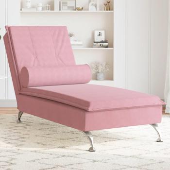 Chaise Longue Massaggi con Cuscino Rosa Velluto Vidaxl
