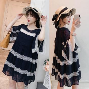 Polka Dot Patchwork Maternity Top for Expecting Women