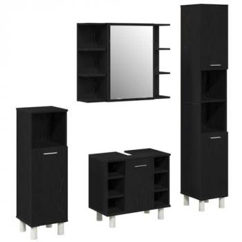 Juego de baño 4 pcs Negro 30 x 30 x 179.5 cm