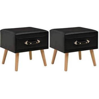 VidaXL Bedside Tables, 2 pcs, Black, 40x35x40 cm, Faux Leather