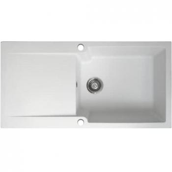 Lavello Essebagno Lisse 1 vasca grande con sgocciolatoio in resina bianca