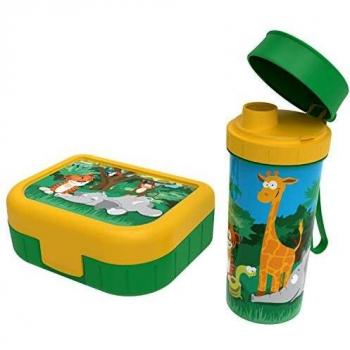 Rotho Memory Kids Vesperdose und Trinkflasche, 2-teilig, Jungle-Motiv, BPA-frei