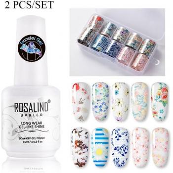 Esplendor Metálico: Conjunto de Uñas con Pegatinas y Esmalte Gel