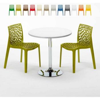 Set Chaise Colorée Grand Soleil – Table Blanche 70x70
