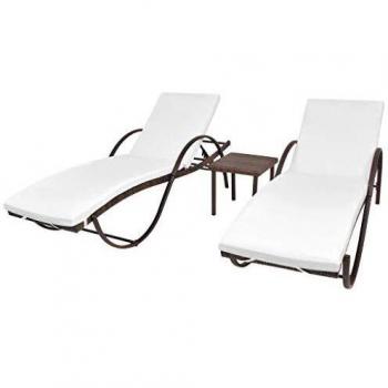 Chaises longues 2 pcs avec coussins en bois d'acacia solide