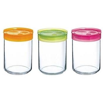 Juego de 3 Tarros Luminarc Multicolores (1 L) – Estuche de Almacenamiento