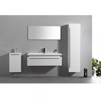 Salle de bain moderne N1200 Blanc sans meuble mural gauche/droit, armoire toilette G1200