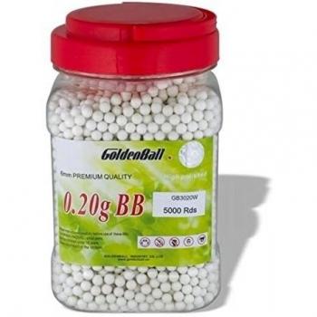 TARRO BOLA DE ORO 5000 BOLAS. 0,20 GRAMOS. 6 MM AIRSOFT MUNICIÓN