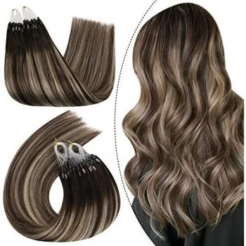 Human Hair Dark Brown/ Ash Blonde 24 Balayage Microbeads