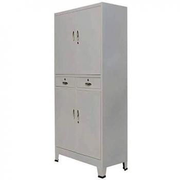 Büro Aktenschrank Metallbau – 90 x 40 x 180 cm, vier Türchen, Grau