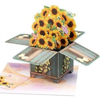 Giiffu Sunflower Bouquet 3D Pop Up Card for Get Well