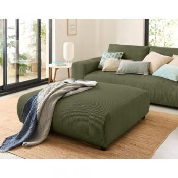Pouf Modulable Vert en Velours Côtelé Garance