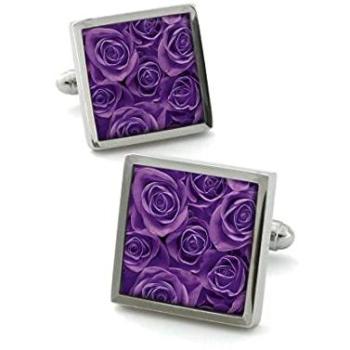 Bouton de manchette Robert Charles Fleur Violet