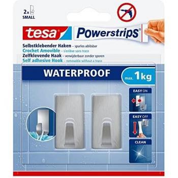 Tesa Powerstrips Haken (Wasserfest Klein Metall eckig) silber-matt