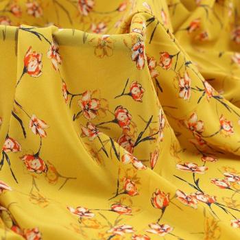 Organic Silk Crepe De Chine Spring Floral Fabric for Girls' Summer Dresses