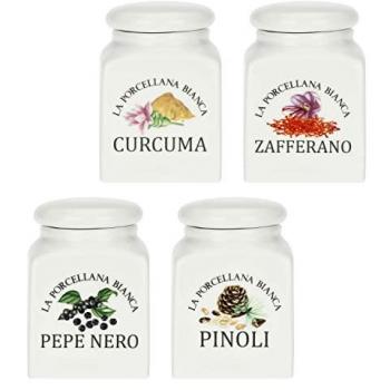 Tarros de Cocina por 4 piezas en Porcelana Blanca – 175 cc