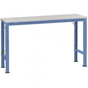 Table de travail Universelle Speciaal Manuflex, 1500 x 800 mm, mélamine gris clair, bleu brillant