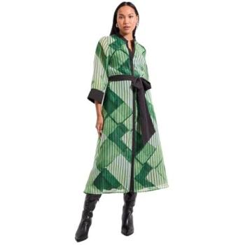 Size 18 Green Belted Collarless Shirt Dress – Women's Edition