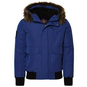 Giacca Bomber Superdry Everest Blu L con Cappuccio e Cerniera