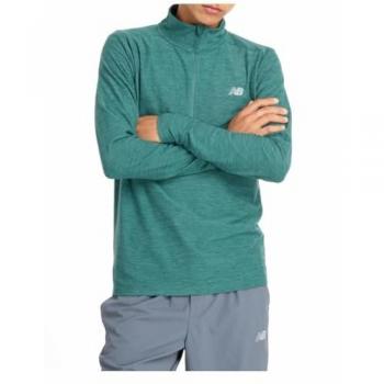 Maglietta New Balance 1/2 Zip Space Dye Verde Uomo