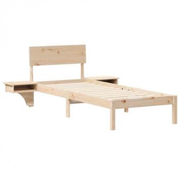 Set de cama y mesitas de noche en madera de pino marrón Vidaxl
