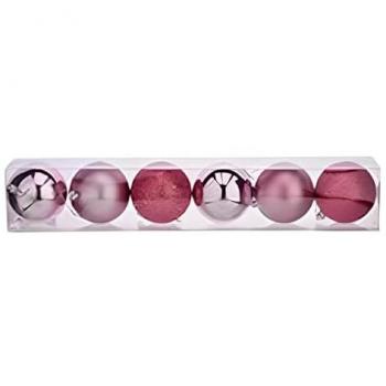 Set di Ornamenti di Natale Rosa Ø 8 cm (24 Unit) in Plastica