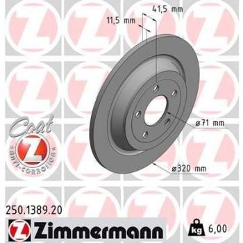 Brake Disc 250.1389.20 (Zimmermann COAT Z)