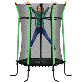 HOMCOM Trampolino Elastico 3-10 Anni Con Cerniera, Ø163,5x190 cm Verde