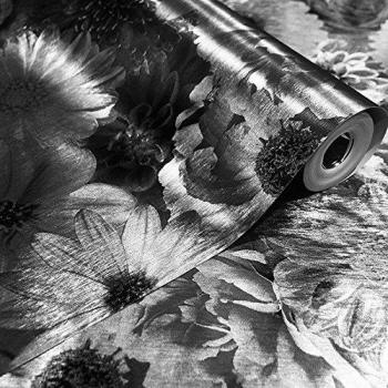 Arthouse Mono Luxury Foil in Bloom Wallpaper