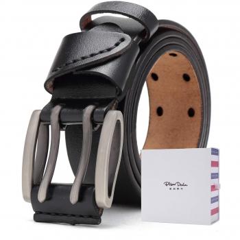 BISON DENIM Ceinture décontractée en cuir pour hommes noir et brun