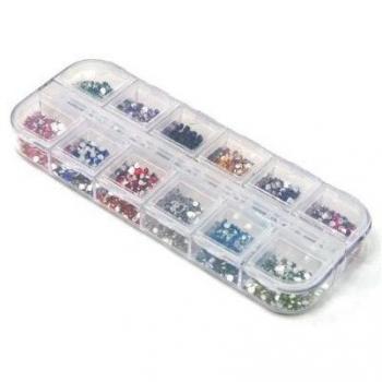 12‑Farben‑Strassstein Glitter‑Gel für Nagelkunst – 3000 Stück – 1,5 mm