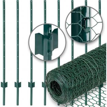 VOSS.farming Metallzaun-Set 10m x 1m, grün + 8 Pfosten