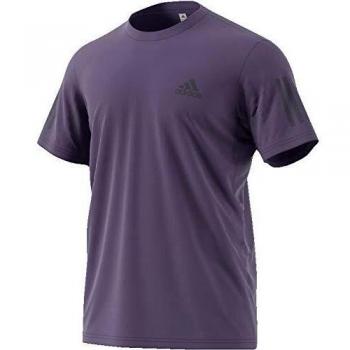 Short Sleeve 3‑Stripe Tech Tee by Adidas – Purple/Grey, S Six