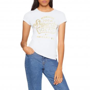 Superdry Damen Pullunder Tokyo Sports Foil Entry Tee, Weiß, Größe M