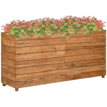 Arriate elevado de madera de teca reciclada y acero 150x40x72 cm