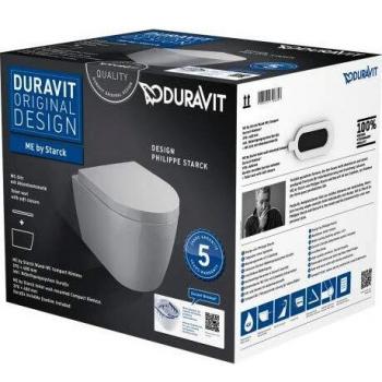 Duravit Wand-WC-Set COMPACT RIMLESS ME by Starck tief, 370 x 480 mm weiß