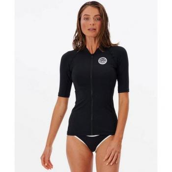 RipCurl Classic UV Rash Vest for Women, Black, Size 14
