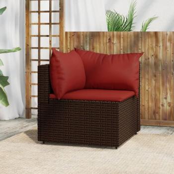 VidaXL Brown Rattan Corner Sofa Set with Cushions