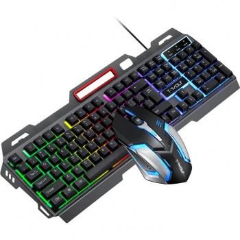Wired Gaming Keyboard and Mouse with 104 Keys and Rainbow Backlight