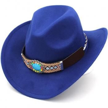Wolle Mischung Cowboy Kappe mit Lederdetails