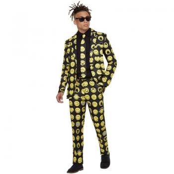 Disfraz de Hombre con Traje Negro y Emoji